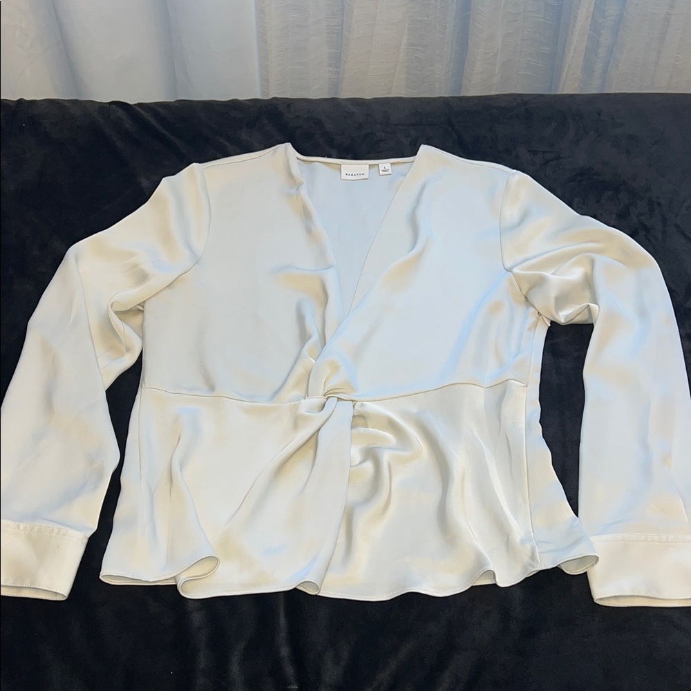 Aritzia Ivory Twist-Front Blouse